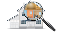 magnifying glass with house